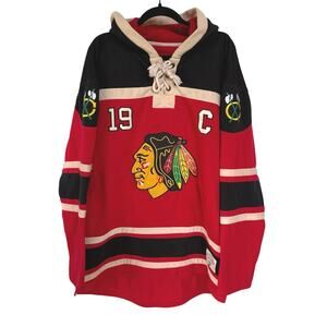 Blackhawks Hockey Toews Oversized Sweatshirt Vintage Lace Up NHL Mens XL